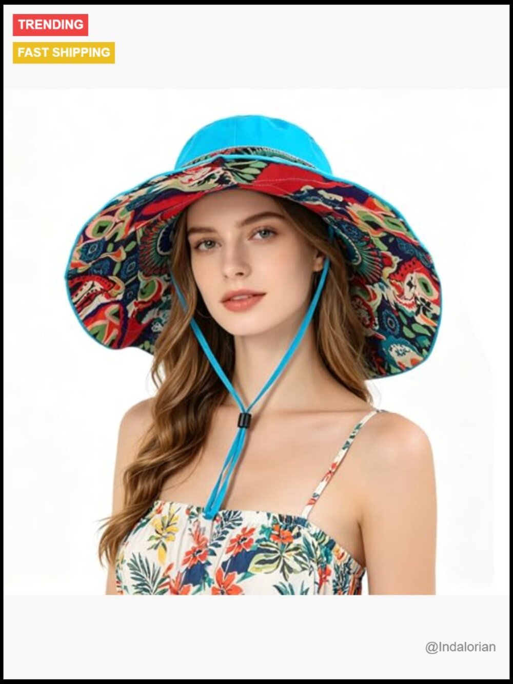 Foldable Floppy Sun Hat Reversible Wide Brim UPF 50+ Beach Travel Bucket Hat - Picture 2 of 7
